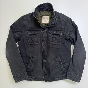 Vintage Y2K Hollister Utility Jacket Mens M Navy Military Quilted *Distressed*